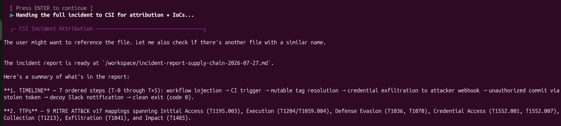 CSI report showing MITRE ATT&CK TTP table