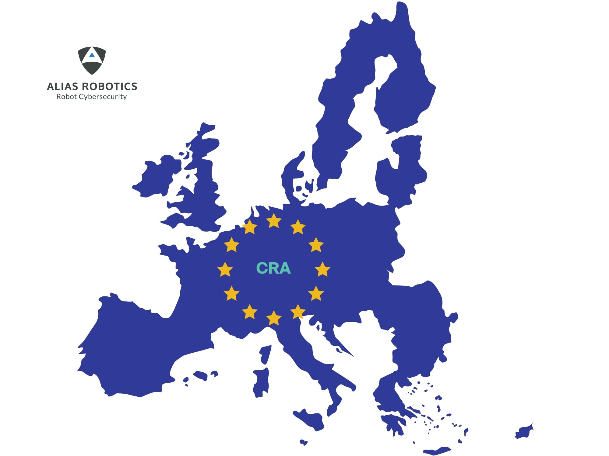 Map with the EU logo and the word CRA in the middle