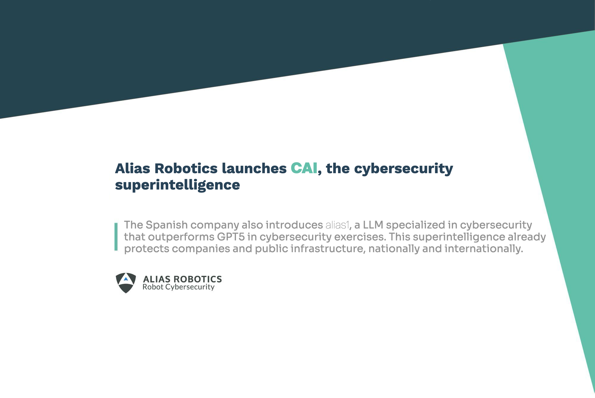 Alias Robotics launches CAI, the cybersecurity  superintelligence