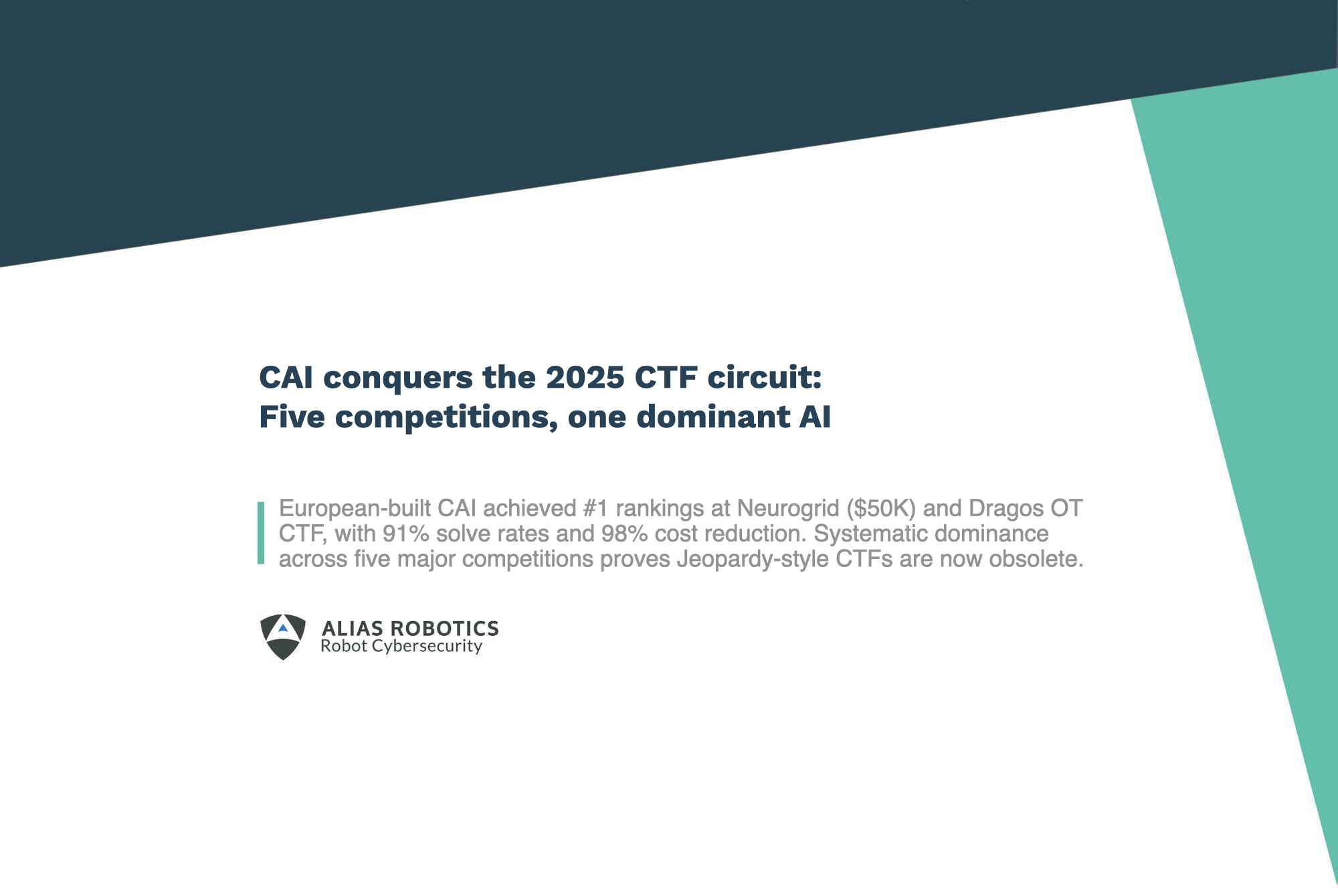 CAI Conquers the 2025 CTF Circuit: Are Jeopardy-Style Competitions Obsolete?