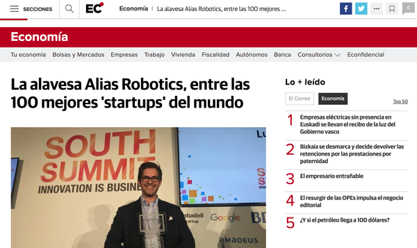Alias Robotics, among the 100 best startups in the world | At EL CORREO